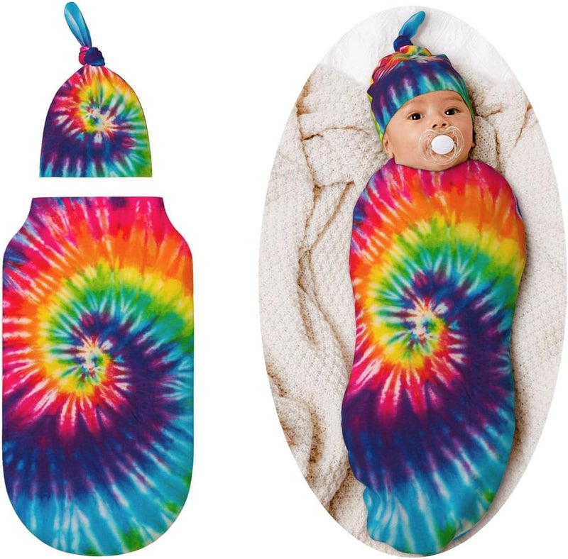 Figtihw Tie Dye Swaddle Blankets Newborn Receiving Blanket Baby Swaddle Wrap Soft Sleeping Sack for Baby Girls Boys - Image 1